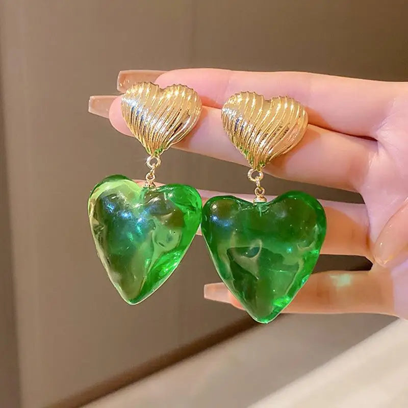 Elegant Vintage Women Classic Resin Stone Earrings Ear Clips Fashion Retro Palace Lady Party Banquet Jewelry Ear Rings