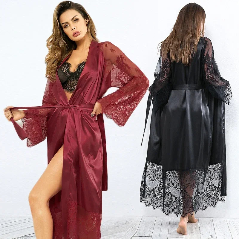 Bridesmaid Robes for Women's Sexy Lingerie Satin Kimono Sleep Long Dress Sleepwear Pajamas Bathrobe Nightgown