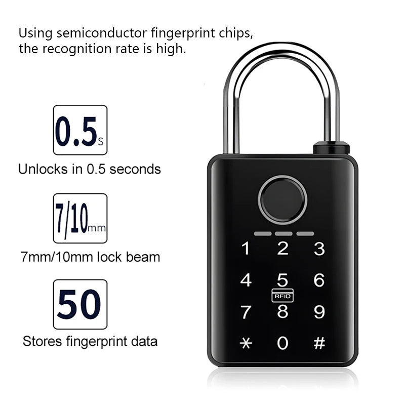 Bluetooth Waterproof Smart Padlock Fingerprint and Combination Lock Electronic Lock for Doors Windows Lockers and Luggage