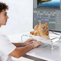 Acrylic monitor stand, laptop lift - transparent PC stand with sturdy platform, suitable for home office, keyboard and mouse sto