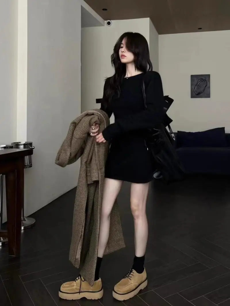Knitted Sweater Dress for Women, Autumn and Winter, Slim Fit, To Be Worn As An Inner Layer with A Coat, Short Skirt Dress