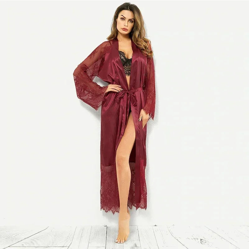 Bridesmaid Robes for Women's Sexy Lingerie Satin Kimono Sleep Long Dress Sleepwear Pajamas Bathrobe Nightgown