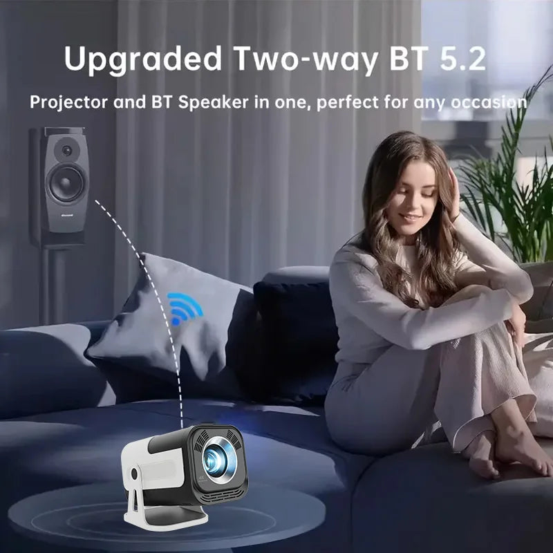 Mini Projector 720P Android 13 WiFi6 BT5.0 Portable Home Cinema 4K Support Auto Keystone Outdoor Movie Phone Laptop Compatible