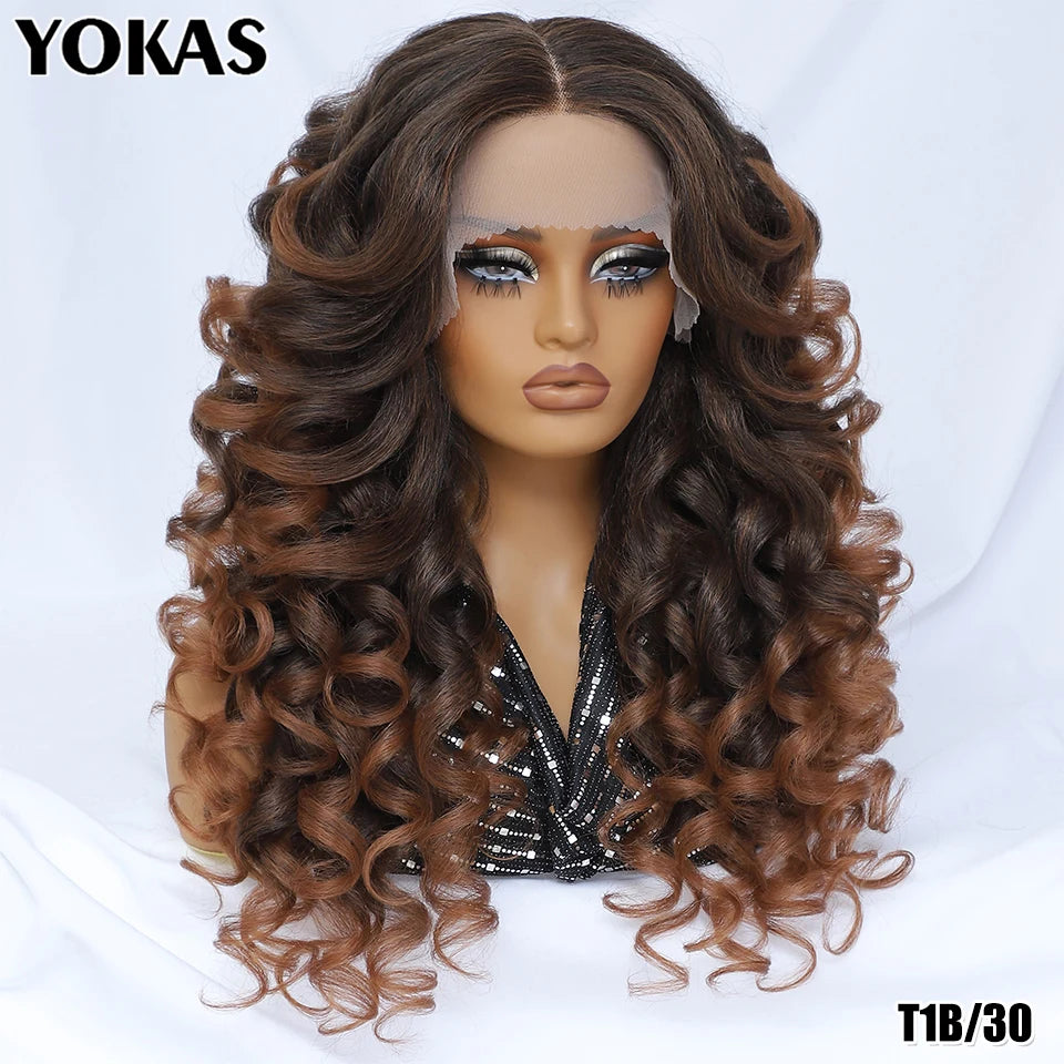 Lace Front Wigs Curly Latisha Synthetic High Quality Blonde Pink Blue Black White Red Brown Wig With Baby Hair For African Women