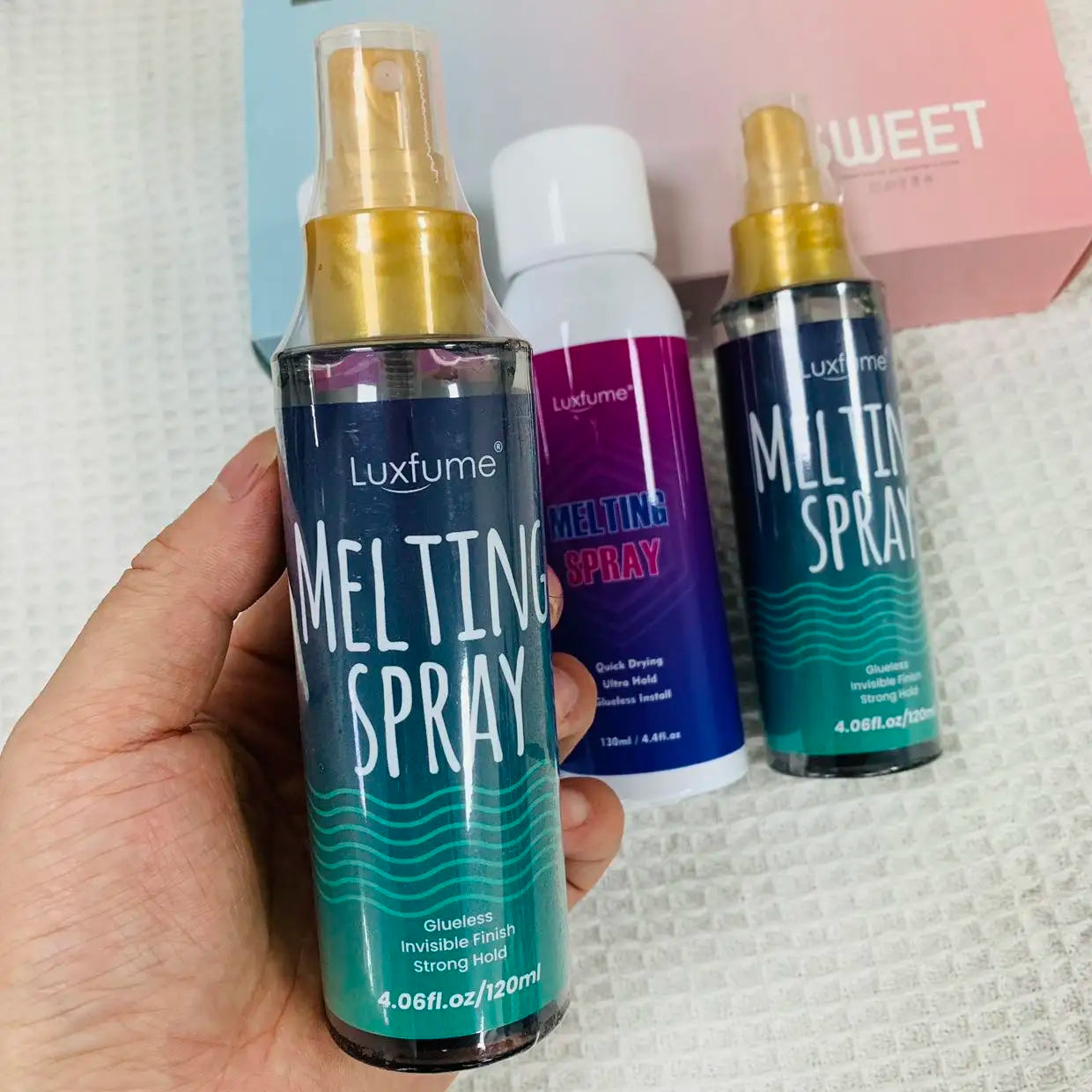 Lace wig installation kit/set Front lace wig glue Melting Spray for lace wig melting spray and lace glue got 2b melting spray