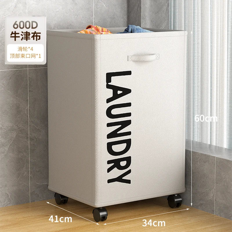 Foldable Laundry Hamper with Wheels Large Capacity Bathroom Dirty Clothes Basket Rolling Storage Cart Laundry Organizer Bin