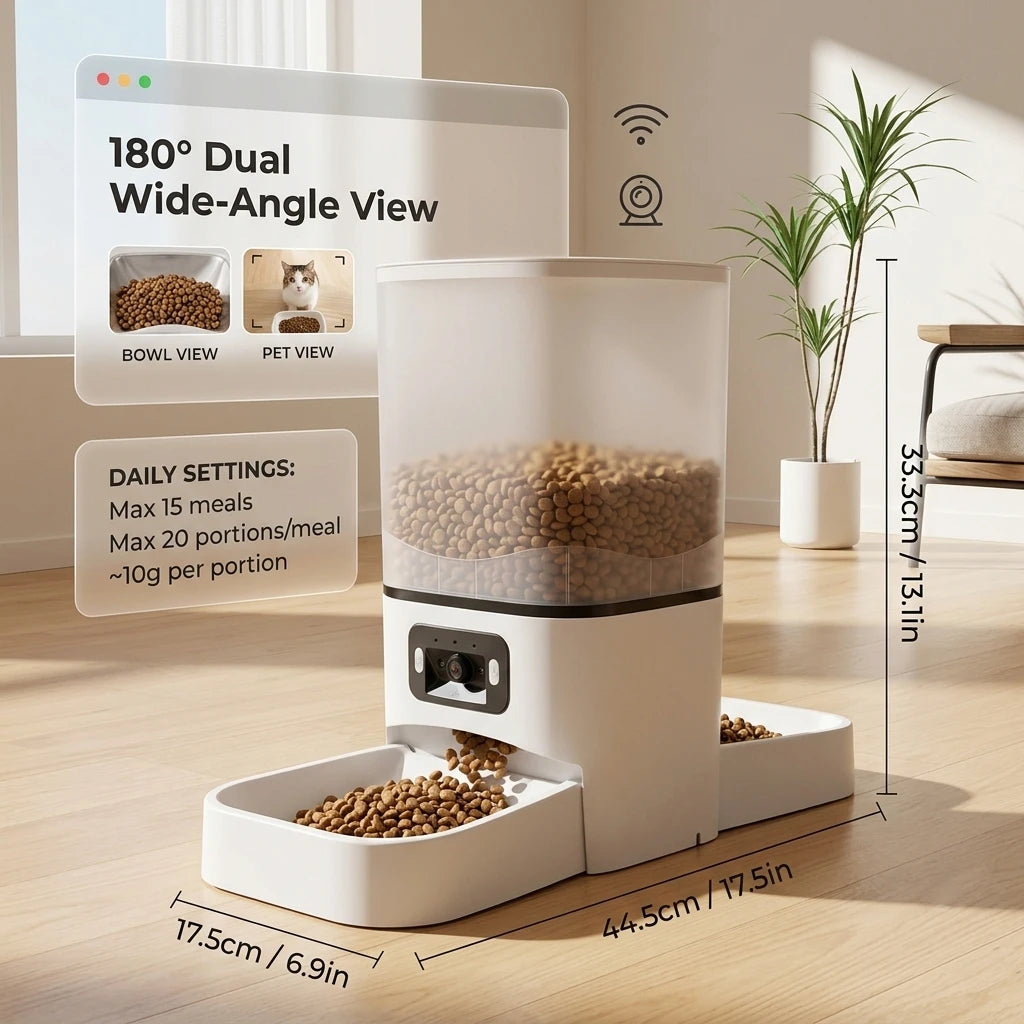 6L Large capacity Cat Smart Pet Feeder Wi-Fi & Camera Controlled Feeder 2 million pixel Automatic Dog & Cat Food Dispenser