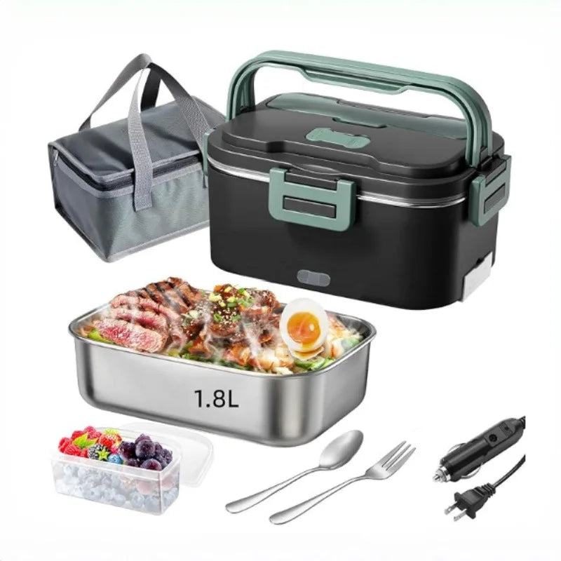 Electric Lunch Box for Adultss 100W 1.8L Portable Heated Lunch Box for men,12V/24V/110V home/Car/Office/Truck,1,8L Removable