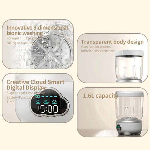 1.6L Foldable Mini Washing Machine Portable  Home Clothes Socks Underwear Cleaning Washing Machine Travel Washing Machine