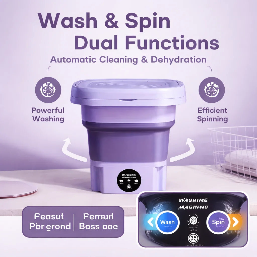 USFoldable Mini Washing Machine Portable Small Washer with Spin Dryer, Stock,Space Saving Compact Lau Underwear Lingerie Baby