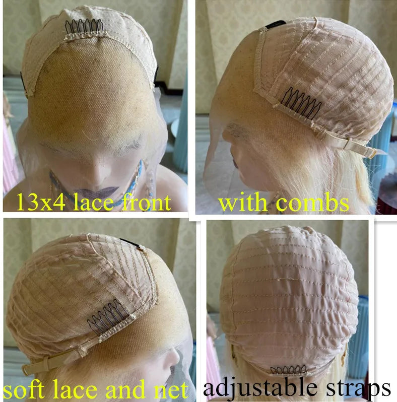 Glueless Lace Front Wig Ash Brown Blend Blonde Colored Real Human Hair Wigs 100% Natural Women Wig HD Transparent Small Large