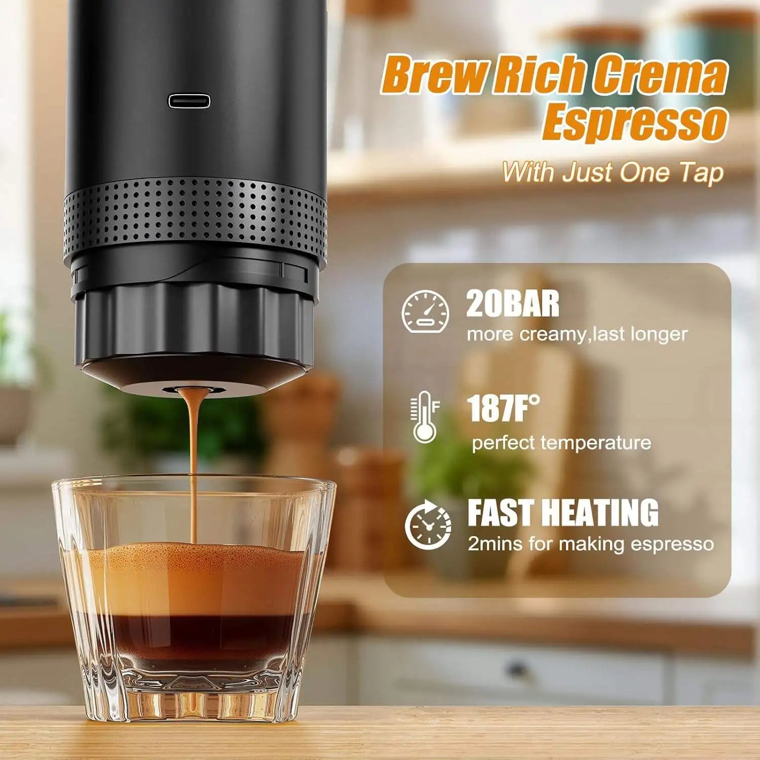 Portable Electric USB Powered Espresso  Outdoor Coffee Capsule Automatic Coffee Machine for Both Hot Cold Water Easy to Use