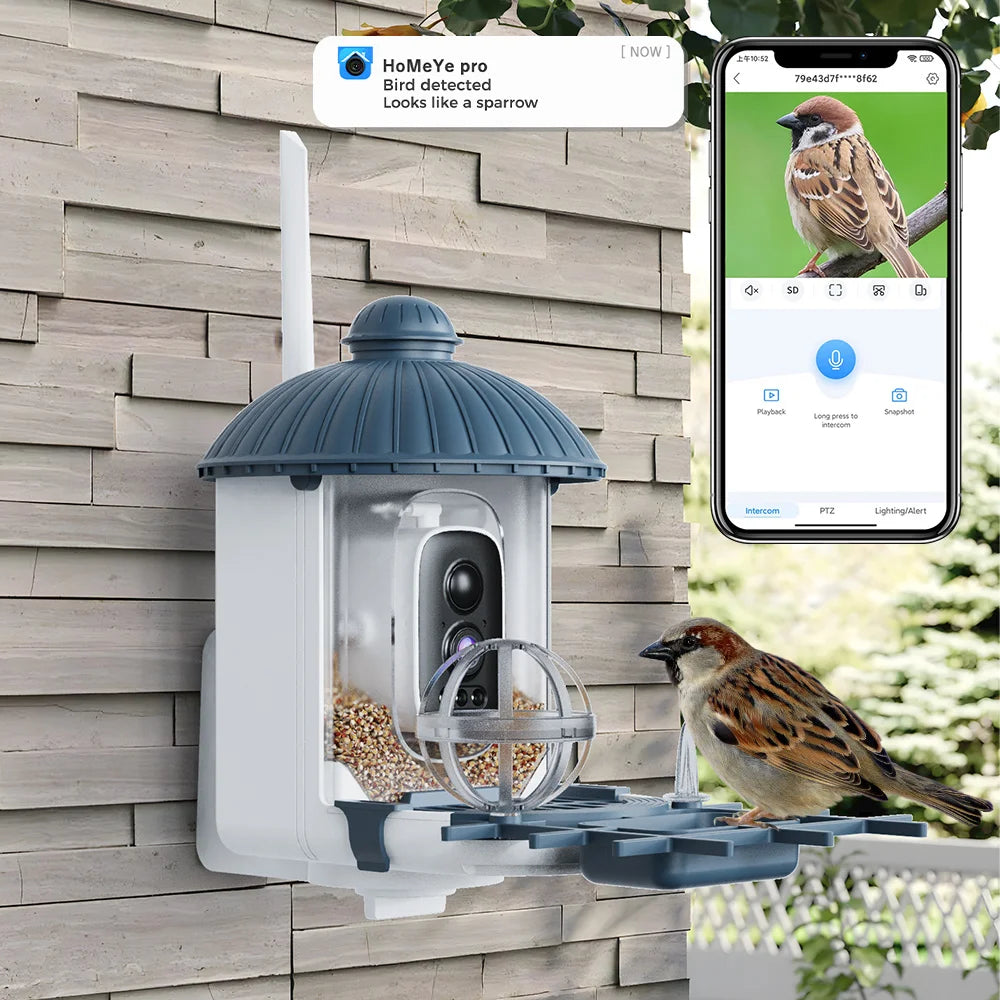 Smart Birds Feeder Camera 4MP 2K HD Solar Powered AI Motion BirdWatching Wireless WiFi Camera Wildlife Monitor Waterproof