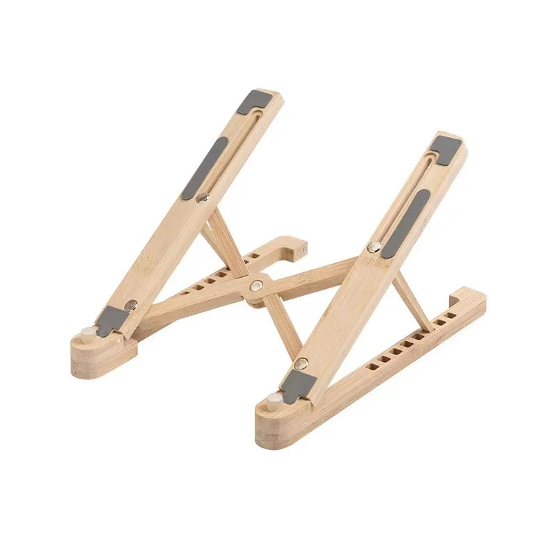 Portable Laptop Stand Wood Laptop Holder Riser Computer Tablet Stand 8 Angles Adjustable Foldable Desktop Cooling Base Holder