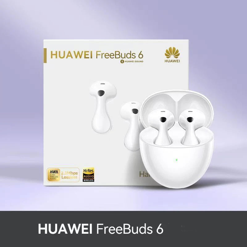Original HUAWEI Freebuds 6 Earphone TWS Wireless Bluetooth 5.2 Open-fit ANC Noise Reduction Earbuds Long Battery Life Waterproof