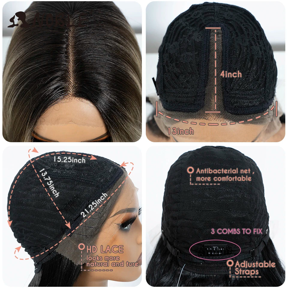 Noble Synthetic Lace Front Wig Long Straight Ombre lace Wig Cosplay part Wig Blonde Wigs For Women Lace Wig synthetic Lace Wig