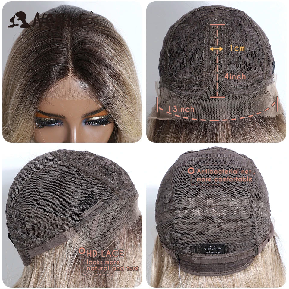 Noble Synthetic Lace Front Wig 26" Straight Ombre lace Wig  Cosplay White Wig Blonde Wigs For Women Lace Wig synthetic Lace Wig