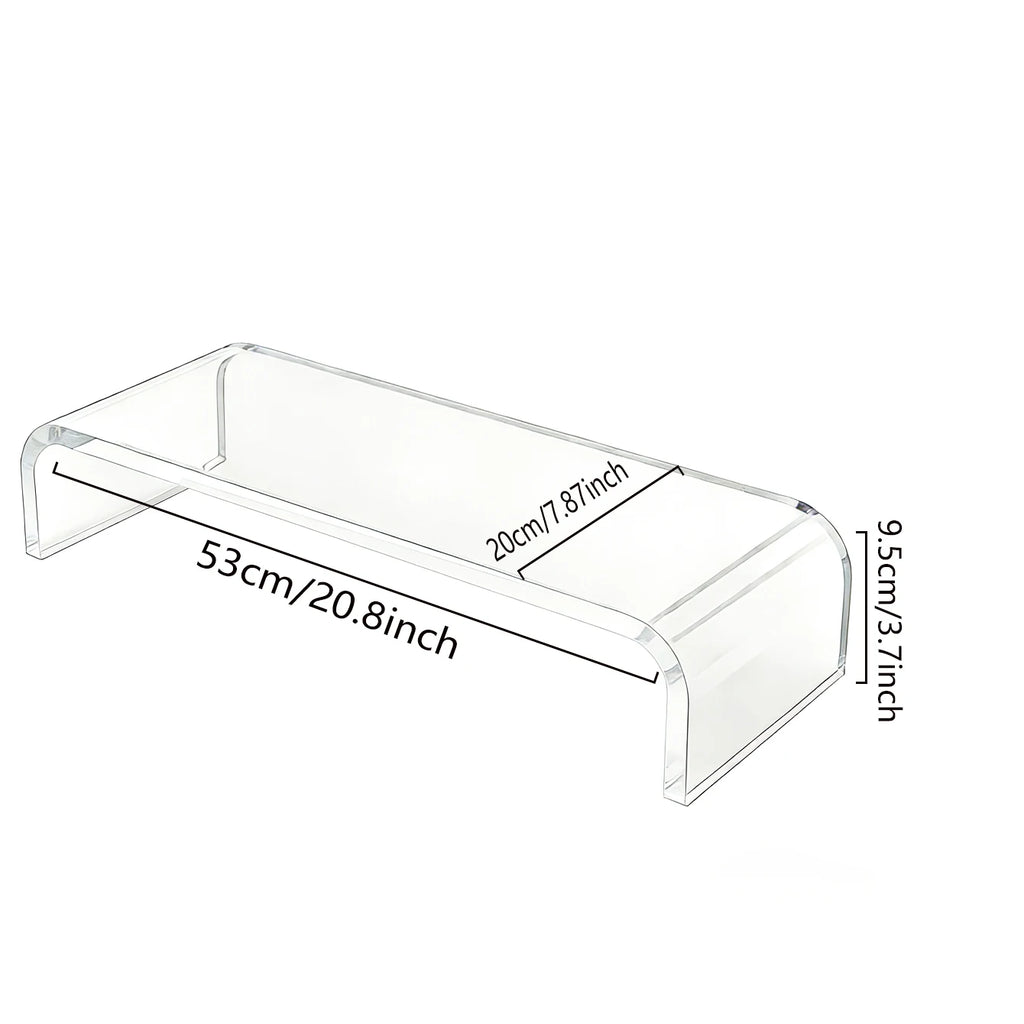 Acrylic monitor stand, laptop lift - transparent PC stand with sturdy platform, suitable for home office, keyboard and mouse sto
