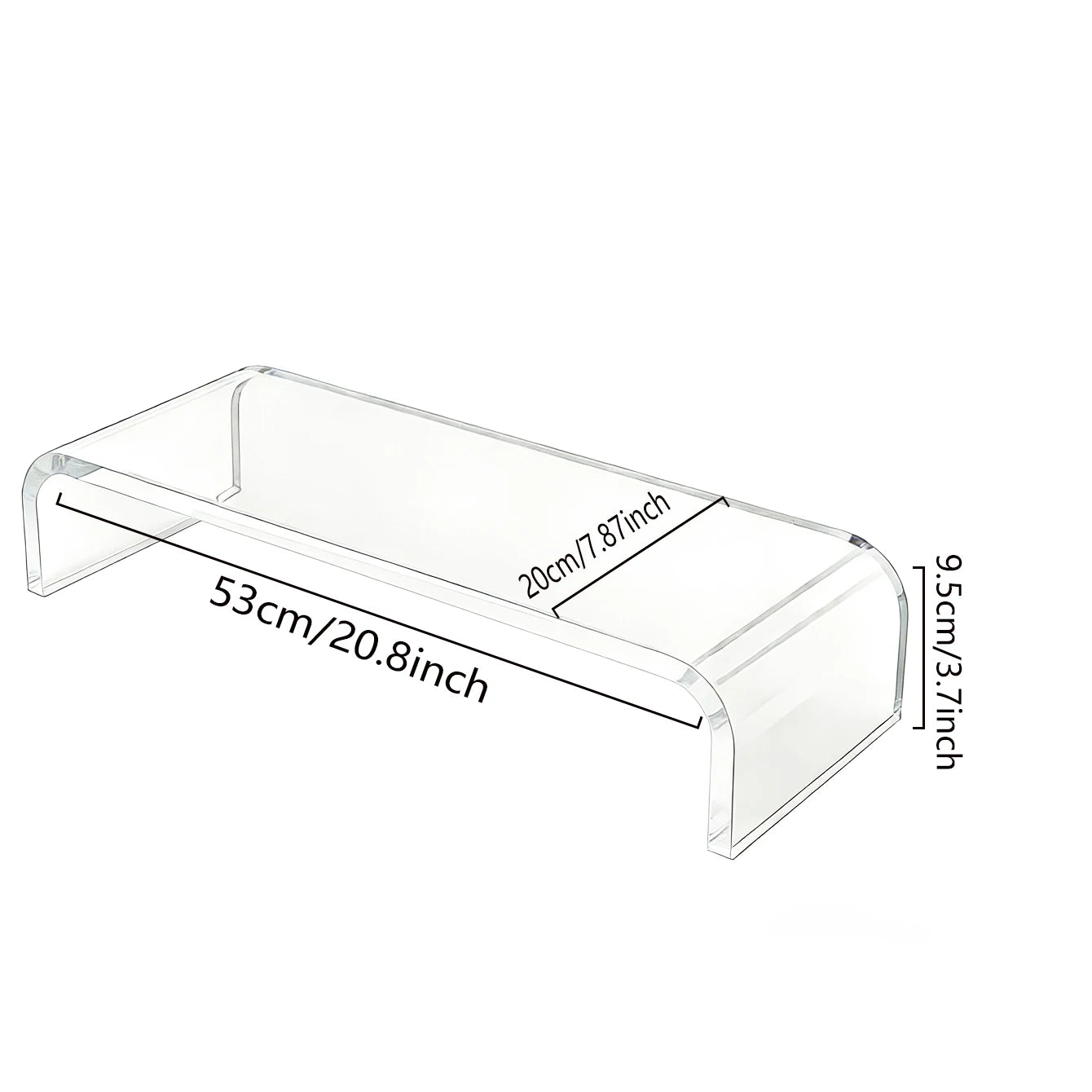 Acrylic monitor stand, laptop lift - transparent PC stand with sturdy platform, suitable for home office, keyboard and mouse sto