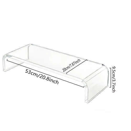 Acrylic monitor stand, laptop lift - transparent PC stand with sturdy platform, suitable for home office, keyboard and mouse sto