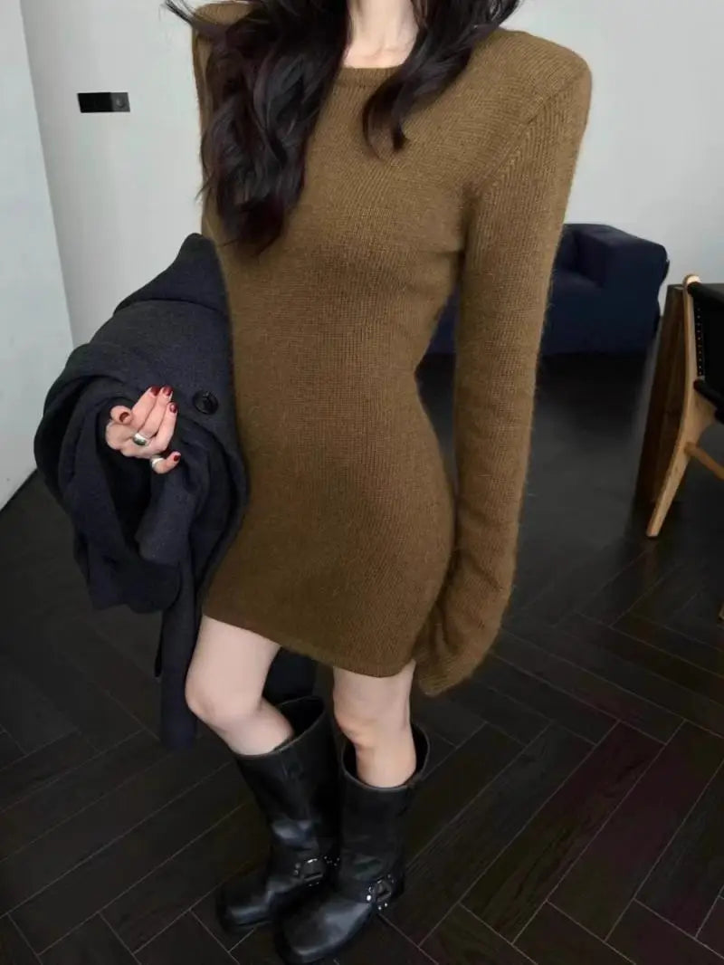 Knitted Sweater Dress for Women, Autumn and Winter, Slim Fit, To Be Worn As An Inner Layer with A Coat, Short Skirt Dress