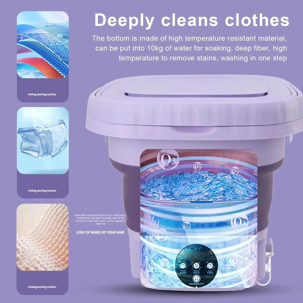 Portable Foldable Mini Washing Machine 8L Spin Dryer Multifunctional Small Washer for Underwear Socks Lingerie Home Use EU