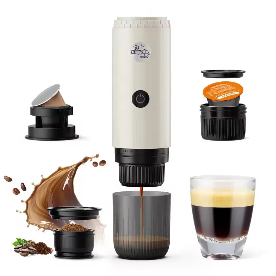 Portable 3-in-1 Espresso Machine, 200s Electric Heating, 30s Extraction, Makes 3-5 Cups, Travel Suitable