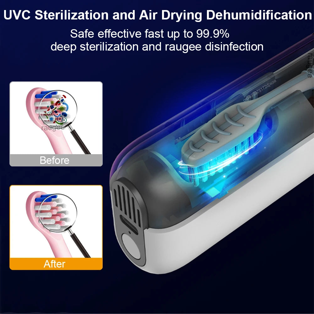 UV Toothbrush Sanitizer Case 99.9% High Efficient Sterilization Automatic UV Disinfection Mini Travel Toothbrush Cleaner Holder