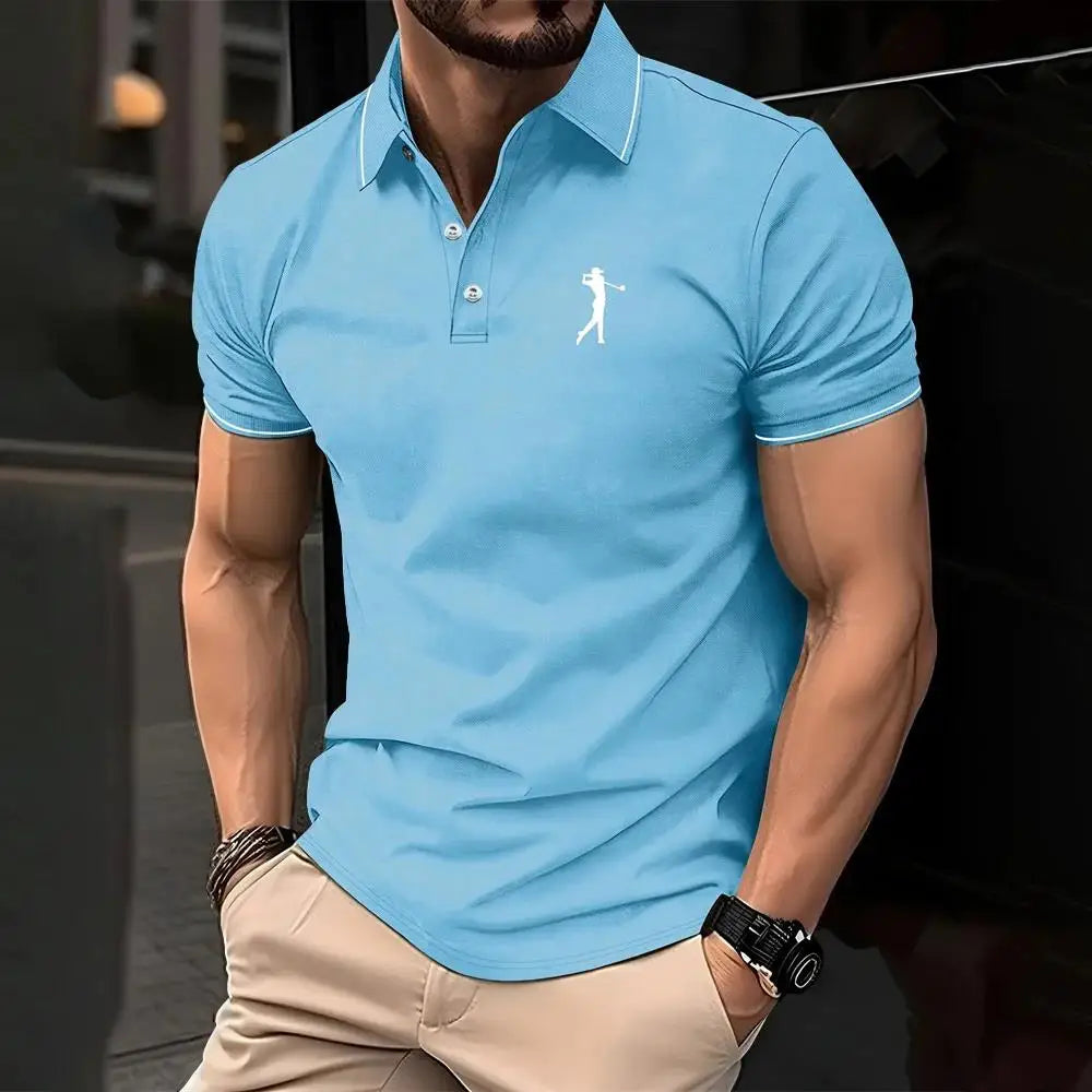 New men's Polo Shirt In Solid color, Classic men's Polo shirt, short-sleeved, high-quality Casual Business Polo shirt, Social Me