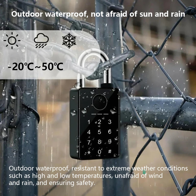 Bluetooth Waterproof Smart Padlock Fingerprint and Combination Lock Electronic Lock for Doors Windows Lockers and Luggage