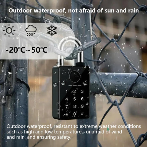 Bluetooth Waterproof Smart Padlock Fingerprint and Combination Lock Electronic Lock for Doors Windows Lockers and Luggage