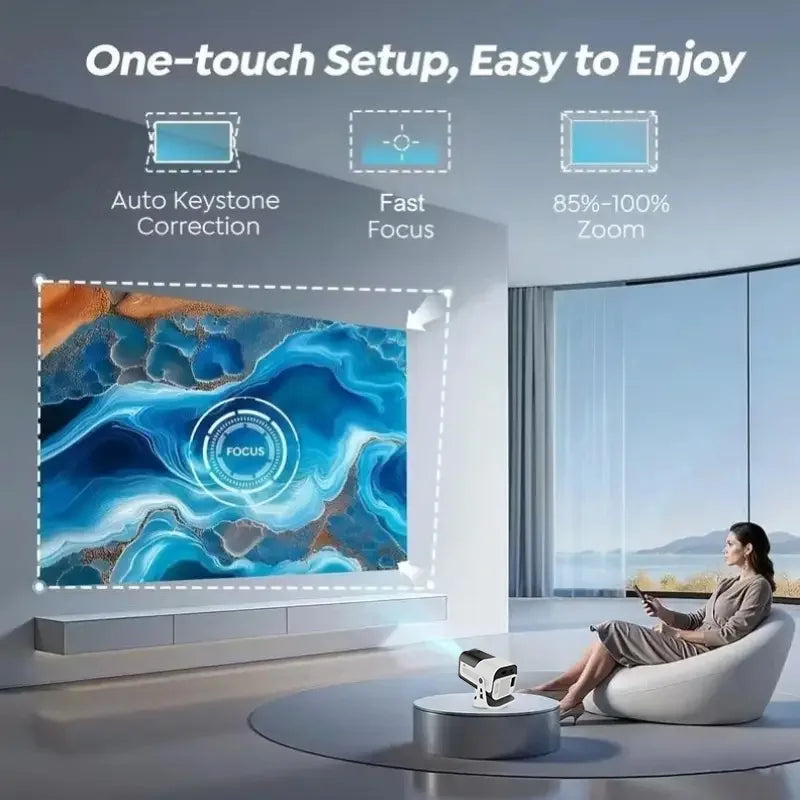 Mini Projector 720P Android 13 WiFi6 BT5.0 Portable Home Cinema 4K Support Auto Keystone Outdoor Movie Phone Laptop Compatible