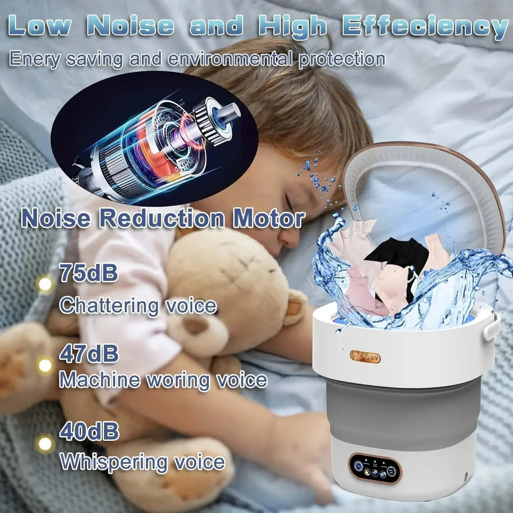 Mini Portable Washer Foldable 15L High-Capacity Spin Basket for Underwear Pants & Socks with Hidden Drainage Pipe