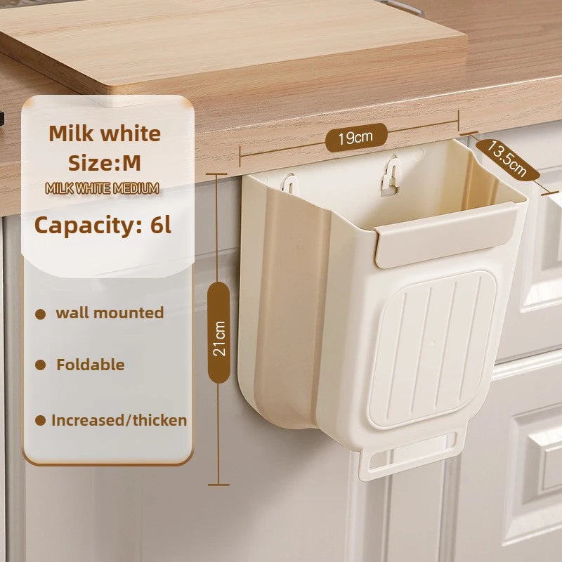 Foldable Hanging Trash  New Bin for Kitchen Thick Large Mouth Multi Functional Waste Bin Garbage Bin trash can foldable bin