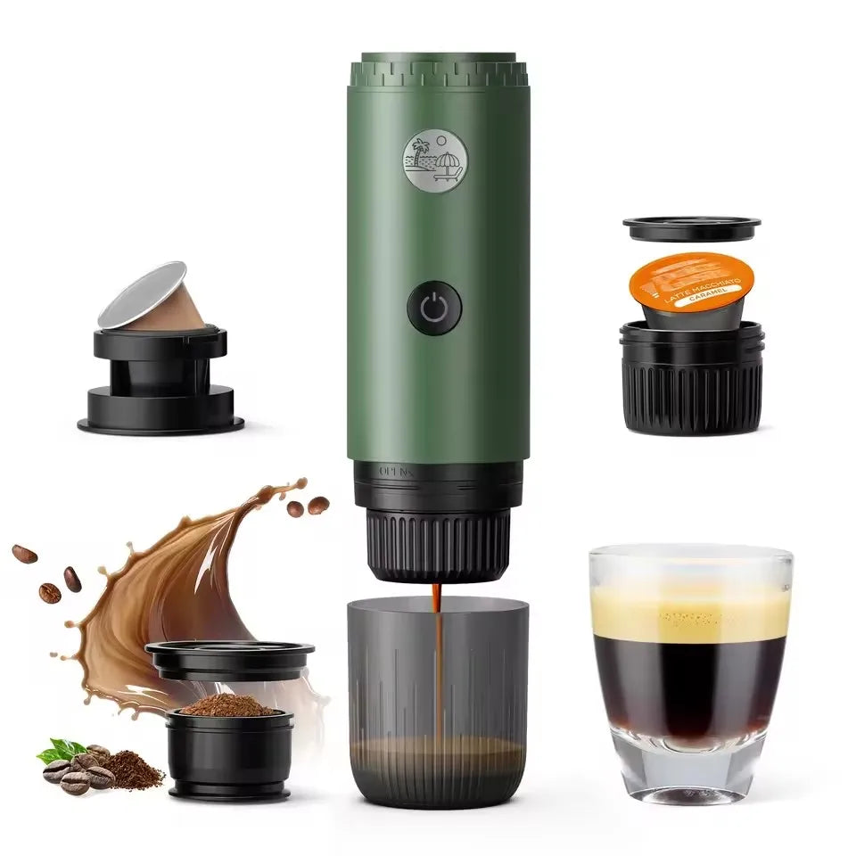 Portable 3-in-1 Espresso Machine, 200s Electric Heating, 30s Extraction, Makes 3-5 Cups, Travel Suitable