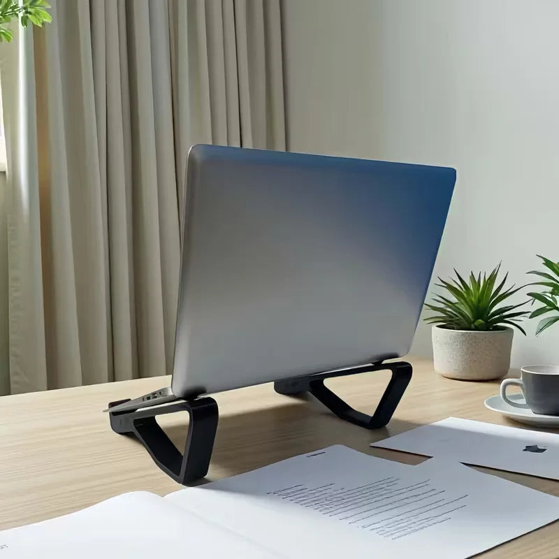 Ergonomic adjustable laptop stand with tilt and height adjustment - portable for MacBook, PC, minimalist design