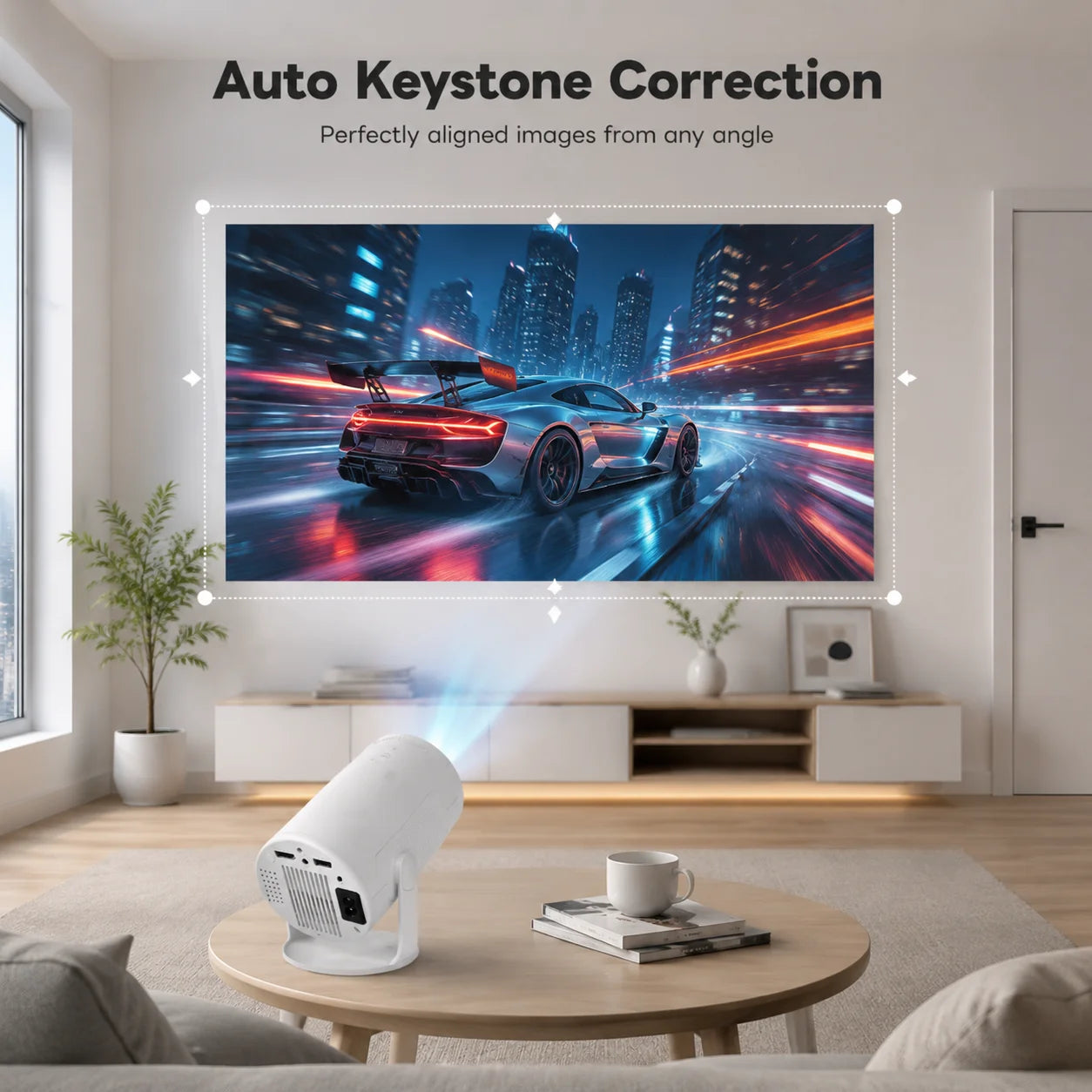Mini Projector Android TV 11 WiFi 6 Bluetooth 5.2 720P Native 4K Supported 180 Rotation Portable Home Theater