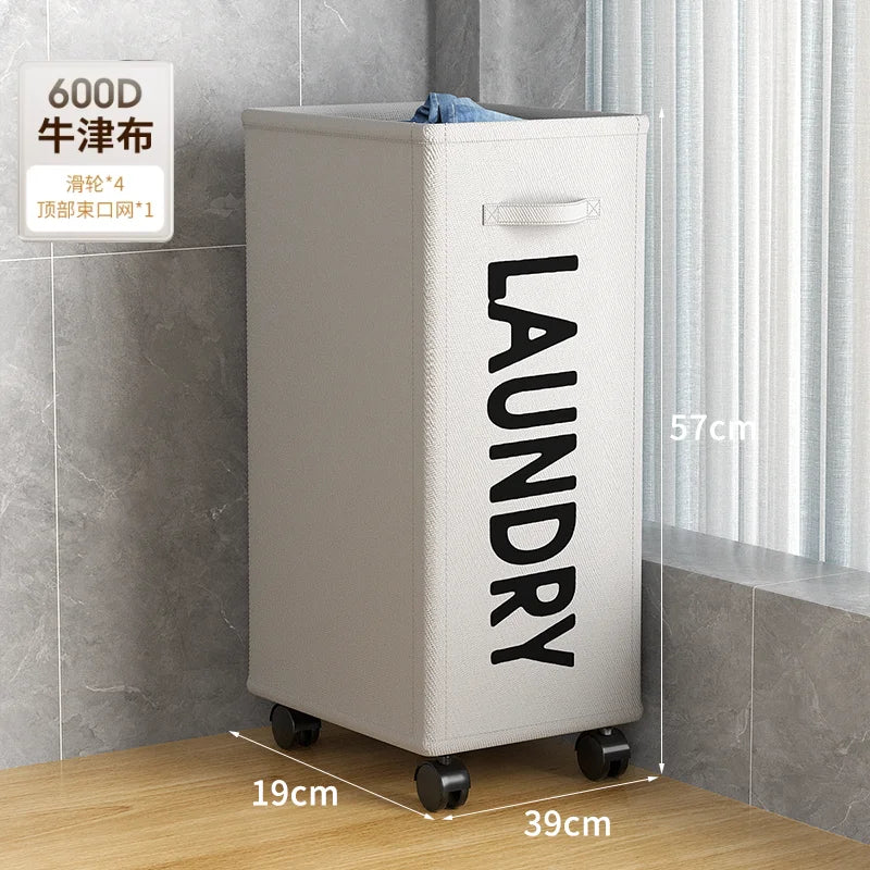 Foldable Laundry Hamper with Wheels Large Capacity Bathroom Dirty Clothes Basket Rolling Storage Cart Laundry Organizer Bin