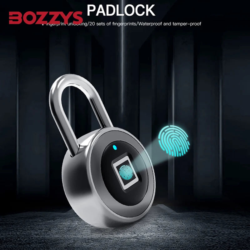 Smart Lock Fingerprint Padlock IP68 Waterproof 0.5s Unlock 20 Fingerprints USB Rechargeable for Luggage Gym Office Safe