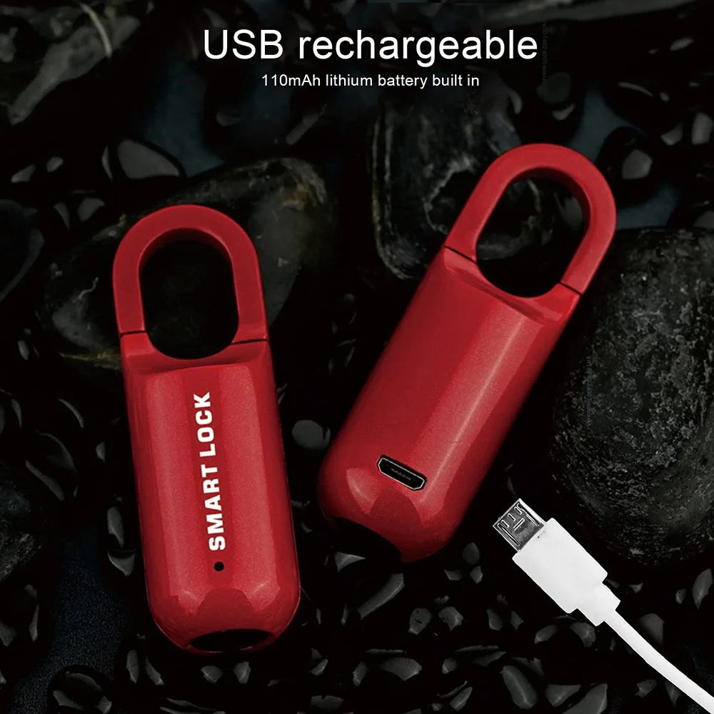 Smart Fingerprint Padlock for Locker Small Rechargeable Fingerprint Lock Keyless Biometric Thumbprint Padlock Locker Suitcase