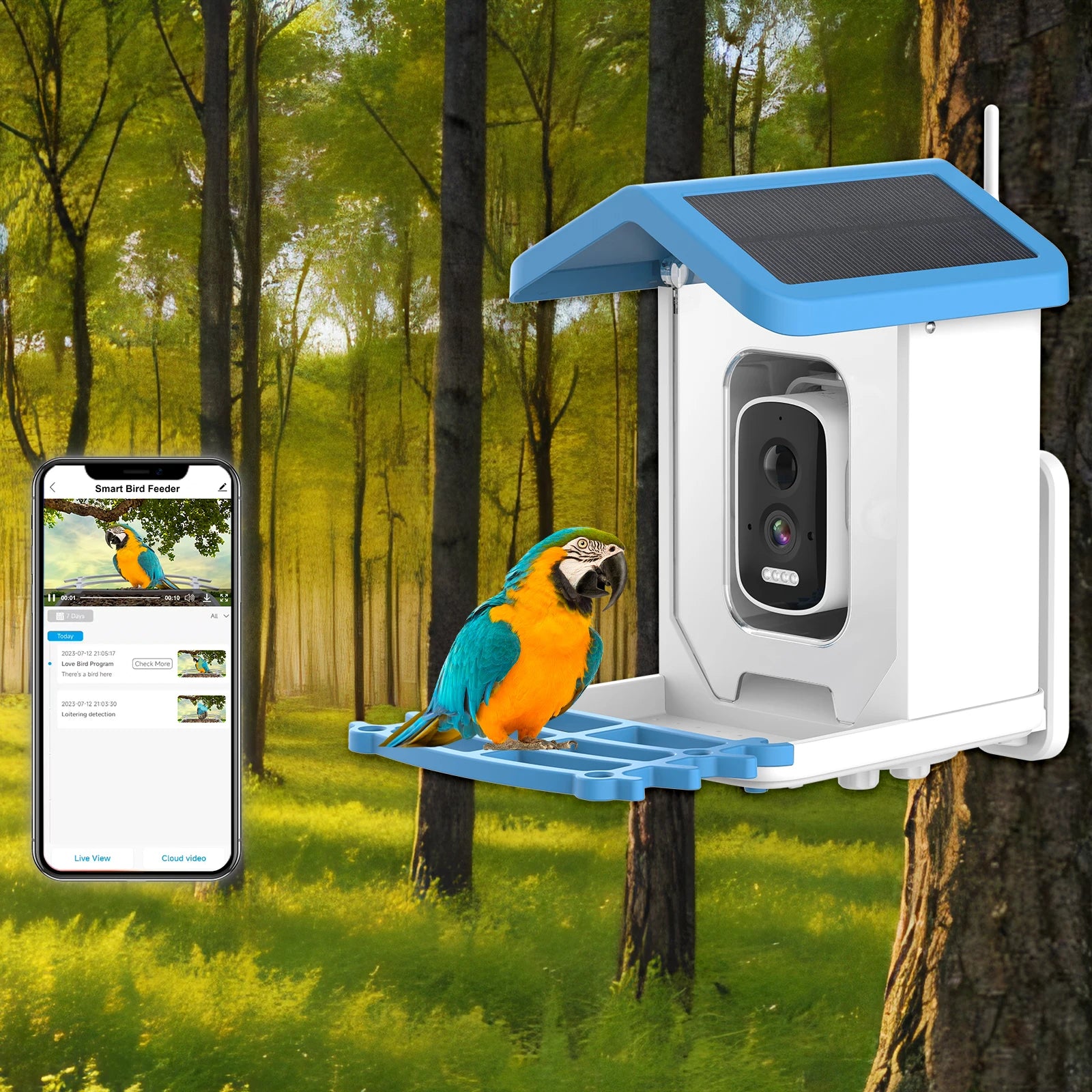 Ultra HD 5MP Smart Bird Feeder Camera - Full-Color Night Vision for Enhanced Bird Observation AI Tracking 24/7 Recording