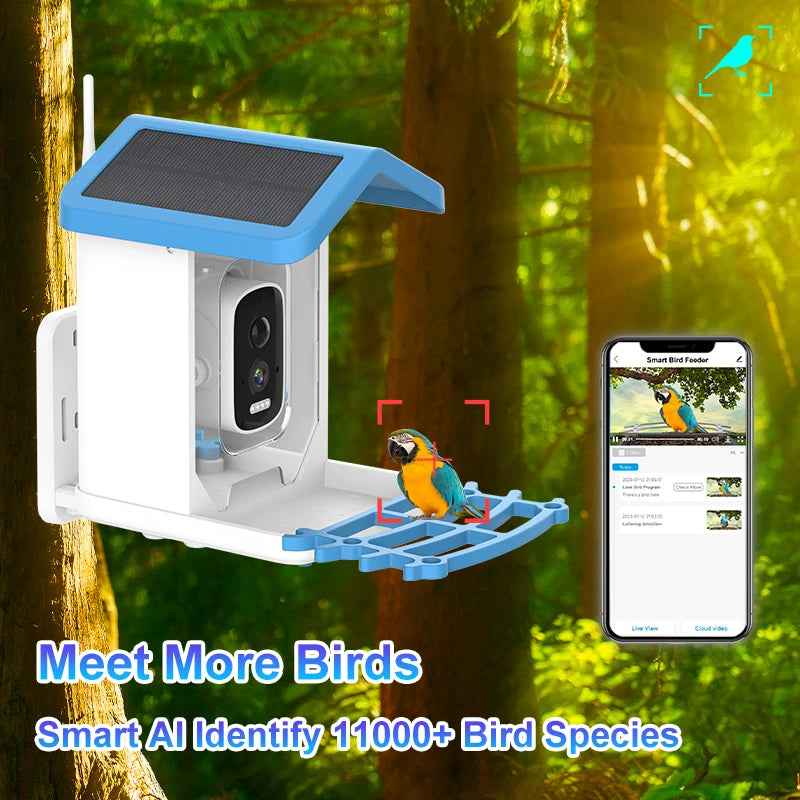 Ultra HD 5MP Smart Bird Feeder Camera - Full-Color Night Vision for Enhanced Bird Observation AI Tracking 24/7 Recording