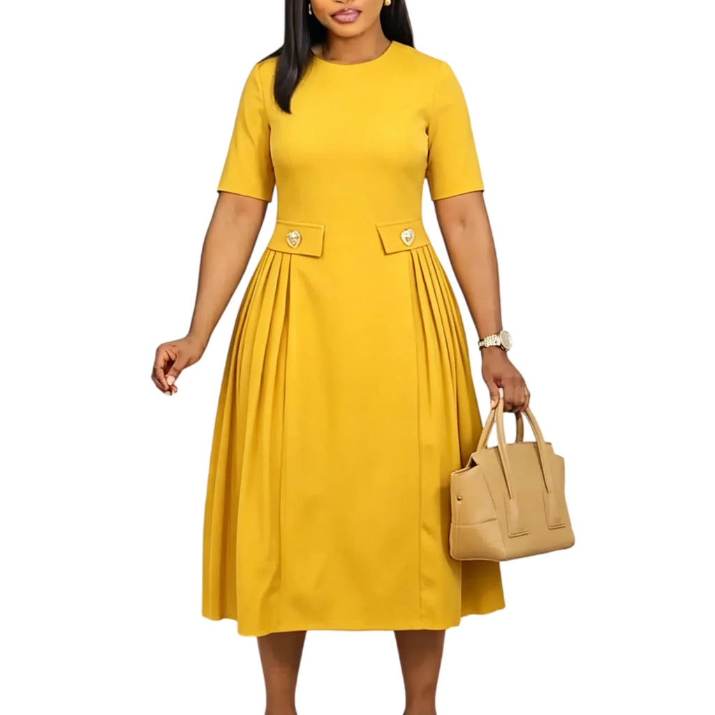 Elegant Women Party Dresses A Line with Waist Belt Three Quarter Sleeves Classy Office Ladies Wedding Guest Gowns Female