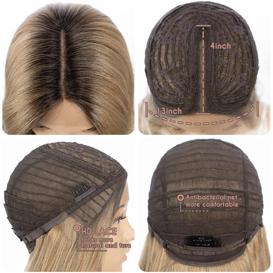 Synthetic Lace Front Wig 26" Straight layered Ombre lace Wig Cosplay part Wig Blonde Wigs For Women Lace Wig synthetic Lace Wig