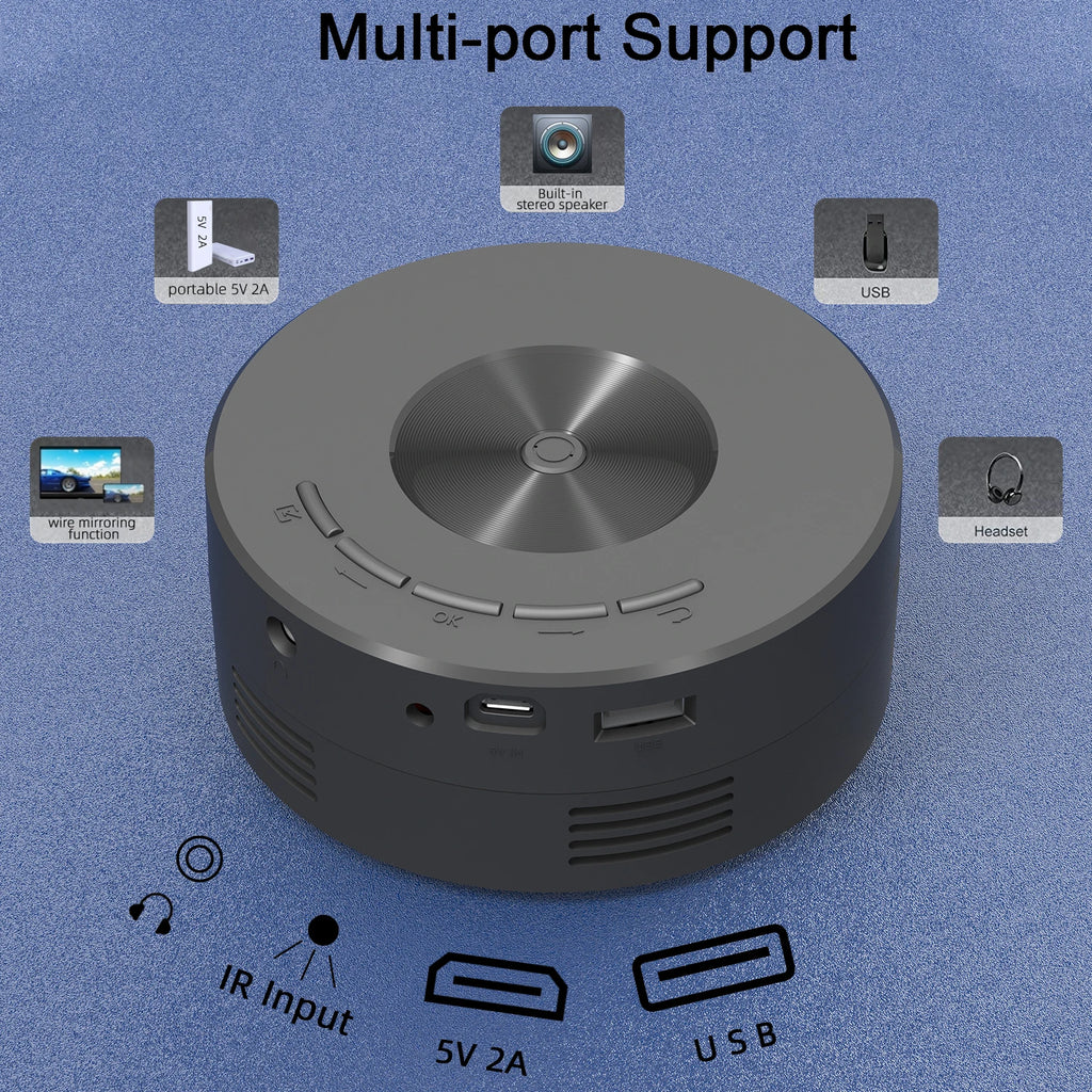 Mini circular projector YT200. High definition projector. Pocket projectors are convenient to carry.