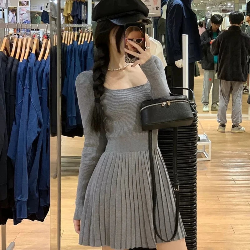 Bodycon Woman Knitted Dress New In Casual Retro Deals Korean Harajuku Comfortable Essential Pleated Crochet Dresses For Women