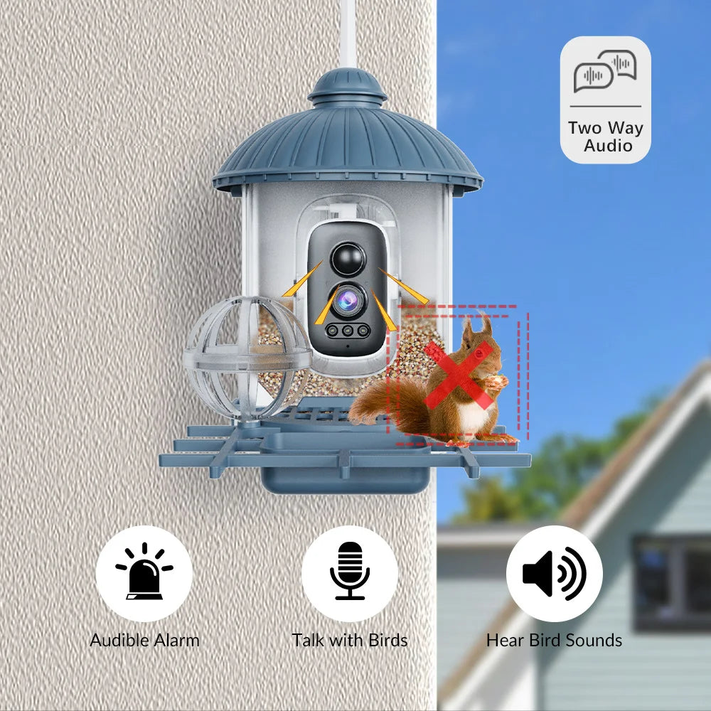 Smart Birds Feeder Camera 4MP 2K HD Solar Powered AI Motion BirdWatching Wireless WiFi Camera Wildlife Monitor Waterproof