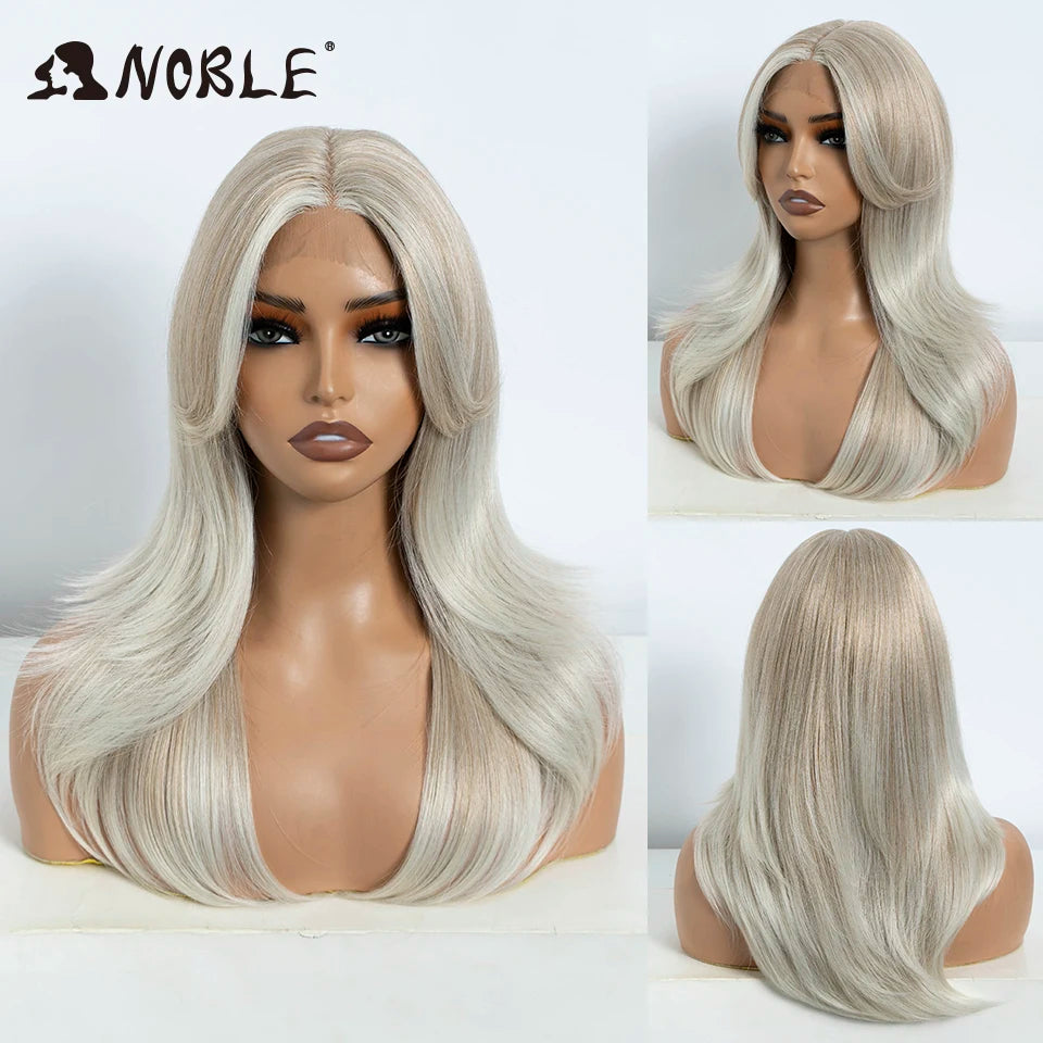 Noble Synthetic Lace Front Wig Long Straight Ombre lace Wig Cosplay part Wig Blonde Wigs For Women Lace Wig synthetic Lace Wig