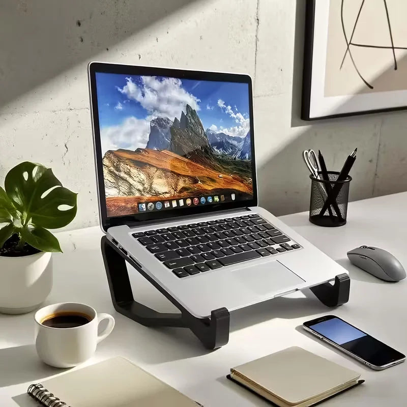 Ergonomic adjustable laptop stand with tilt and height adjustment - portable for MacBook, PC, minimalist design