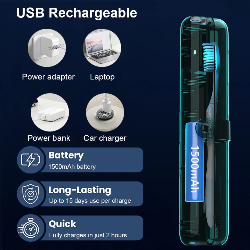 UV Toothbrush Sanitizer Case 99.9% High Efficient Sterilization Automatic UV Disinfection Mini Travel Toothbrush Cleaner Holder